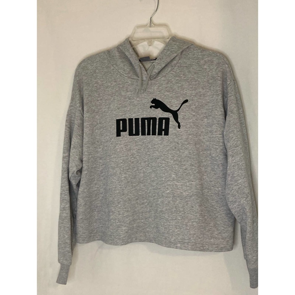 Puma Women’s Hoodie Cropped‎ Black Logo on Gray Size Medium